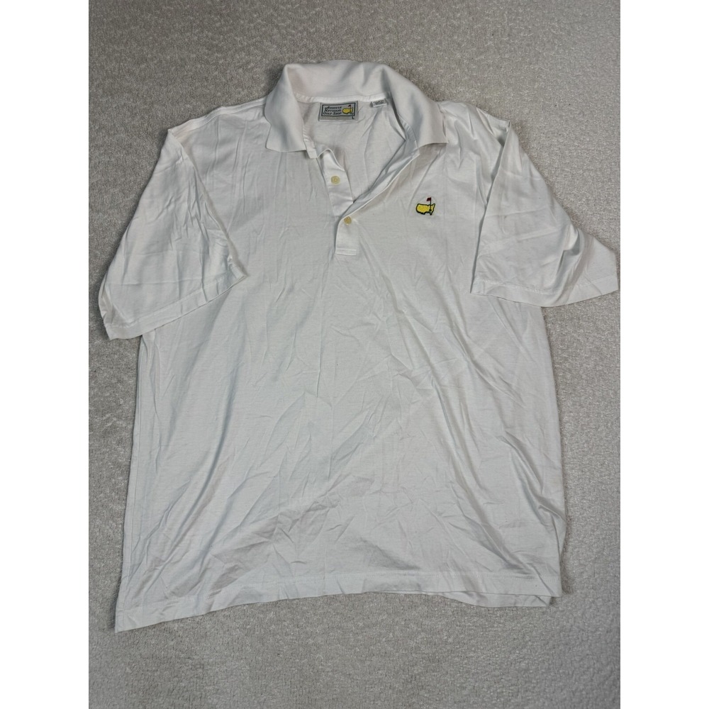 VTG Augusta National Golf Shop Mens Embroidered Polo Shirt Cotton White Large